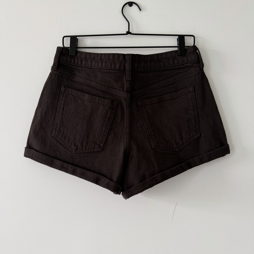 Abercrombie & Fitch High Rise Denim Micro Shorts Size 28 Brown Curve Love Denim - Picture 3 of 8